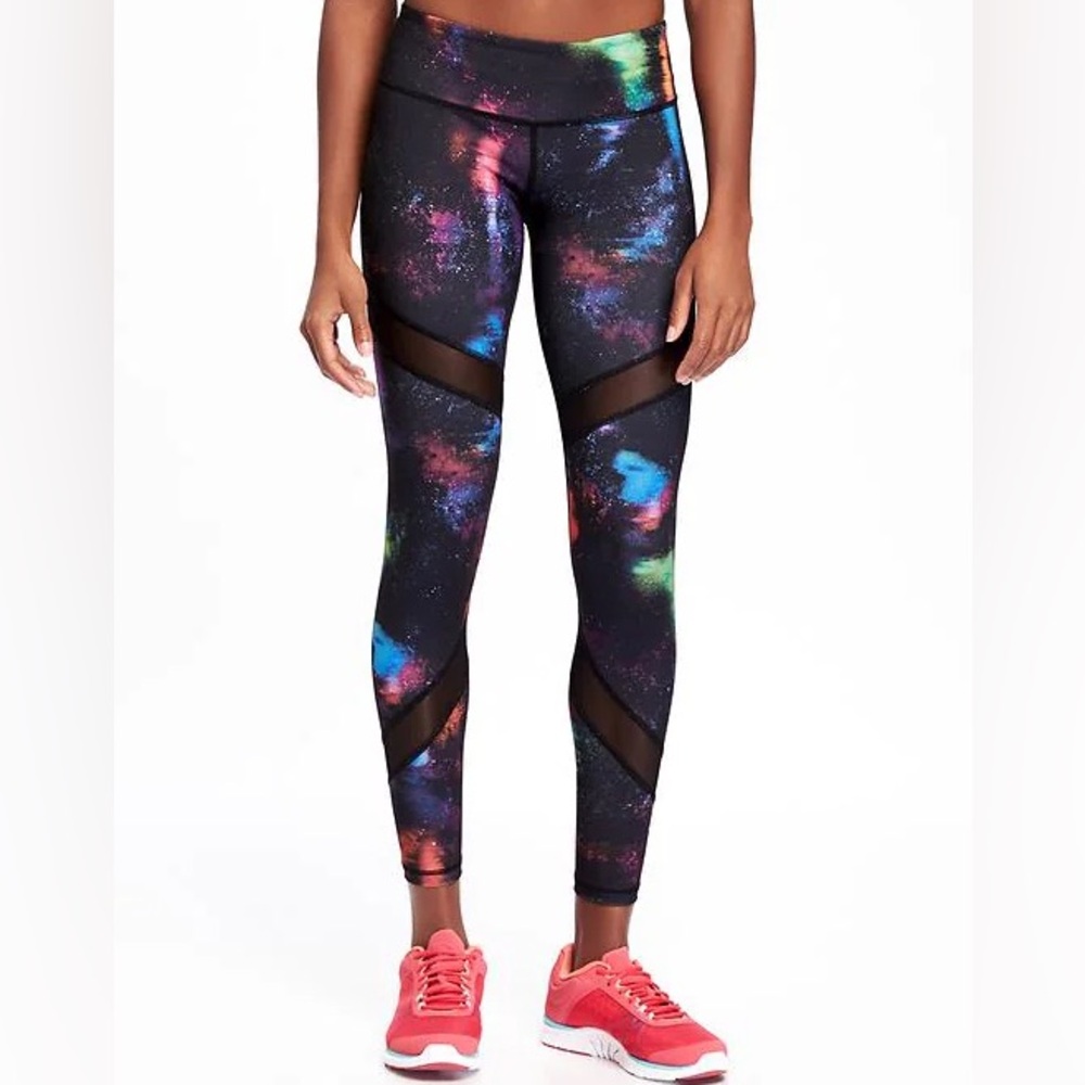 Old Navy Mid-Rise Mesh-Panel Compression Leggings for Women L.A. Galaxy Print M